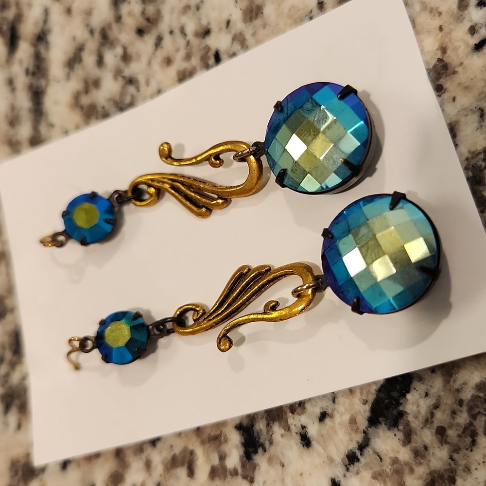 Blue Iridescent Earrings